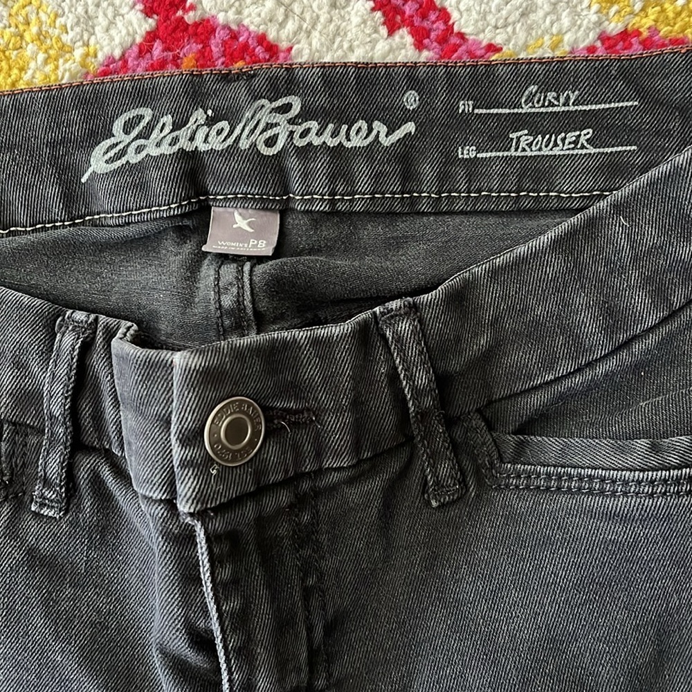 WOMEN’S BLACK EDDIE BAUER CURVY TROUSER JEANS SIZE 8P - Picture 6 of 10
